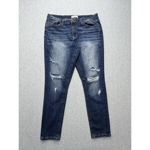 BKE Gabby Jeans Womens 32 Blue Denim Curvy Fit High Rise Ankle Skinny Distressed